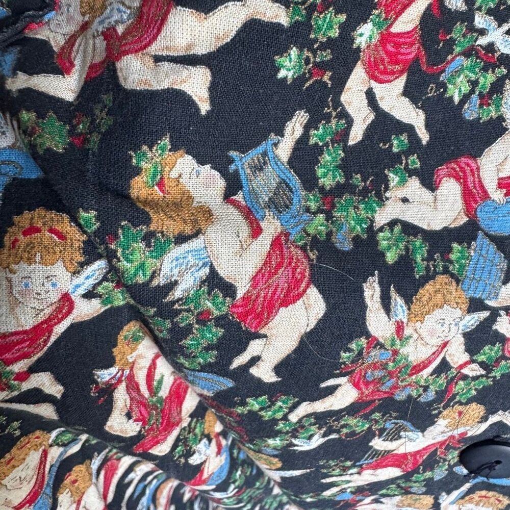 Vintage Cherub All Over Print Statement Cottage Core Dress With  Pockets Cotton - Picture 5 of 10